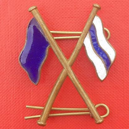 Qualified Signaller / R.E Telegraphist- Blue & White Enamelled Gilding Metal Trade Badge.