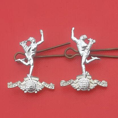 The Royal Signals - Gold & Silver Anodised Collar Badges.