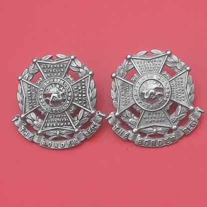 The Border Regiment - White Metal Collar Badges.