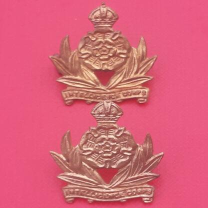 The Intelligence Corps - King's Crown Gilding Metal Collar Badges.