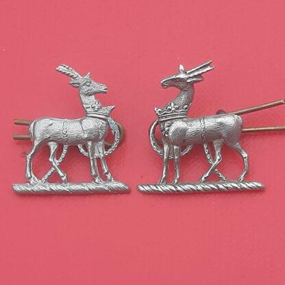 Royal Warwickshire  Regiment - White Metal Collar Badges.