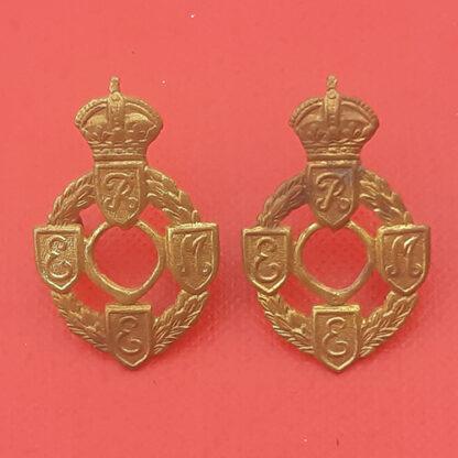 Royal Electrical & Mechanical Engineers - King's Crown Gilding Metal Collar Badges.
