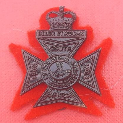 Kings Royal Rifles 1st Cadet Battalion - Queen's Crown Blackened Brass Forage Cap Badge.
