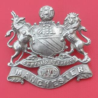1st Volunteer Battalion The Manchester Regiment - White Metal Cap Badge.