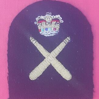 Royal  Marines Physical Training Instructor 1st Class  - Gold Wire Bullion on Navy Blue Specialist Qualification Badge.