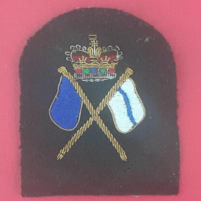 Royal Marines Signallers 1st Class  - Gold & Silver Wire Bullion On Lovat Green Specialist Qualification Badge.