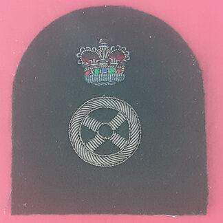 Royal Marines Transport 1st Class - Silver Wire Bullion On Lovat Green Specialist Qualification Badge.