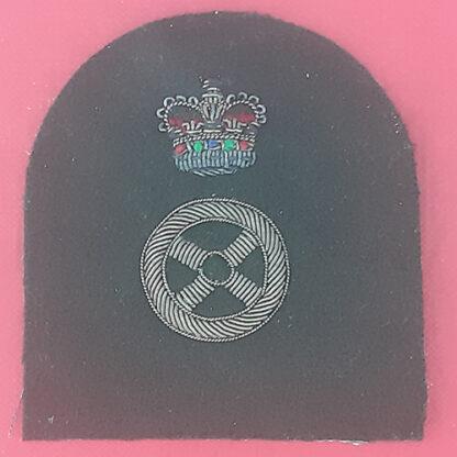 Royal Marines Transport 1st Class - Silver Wire Bullion On Lovat Green Specialist Qualification Badge.