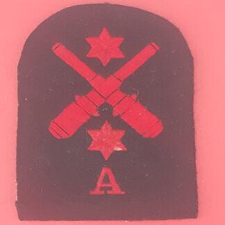 Royal Marines Anti Aircraft 2nd Class - Red On Black Embroidered Badge.