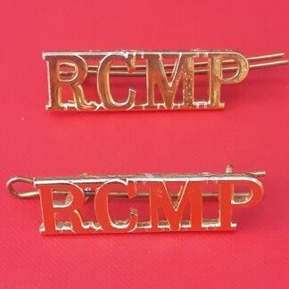 (Canada) Royal Canadian Mounted Police - Queen's Crown Gold Anodised Shoulder Titles.