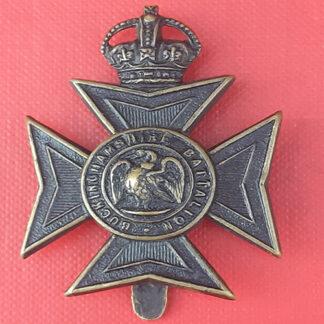 The Buckinghamshire Battalion - King's Crown Blackened Brass Cap Badge.