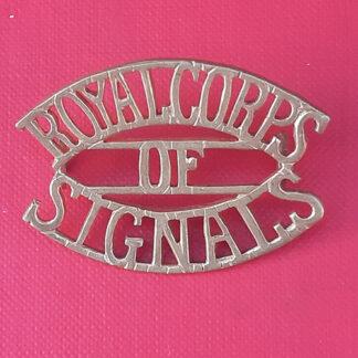 The Royal Corps Of Signals - Gilding Metal Shoulder Title.