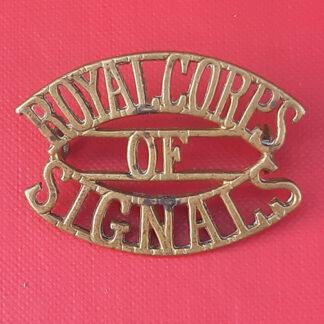 The Royal Corps Of Signals - Gilding Metal Shoulder Title.