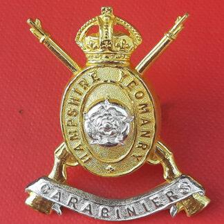 The Hampshire Yeomanry (Carabiniers) - King's Crown Officer's Silver & Gilt Cap Badge.