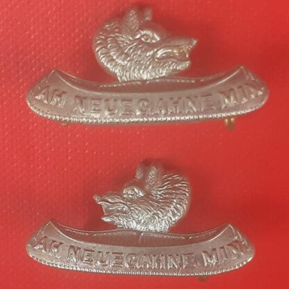 (Canadian Militia) The Northern Pioneers - White Metal Collar Badges.