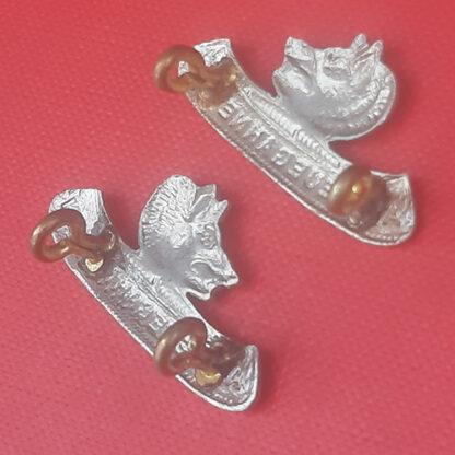 (Canadian Militia) The Northern Pioneers - White Metal Collar Badges. - Image 2