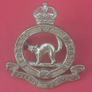 (Canada) The Ontario Regiment - King's Crown White Metal Collar Badge.