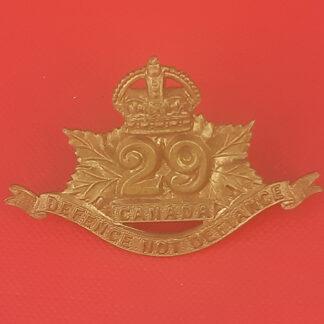 (Canadian Militia) 29th Waterloo Regiment - King's Crown Gilding Metal Collar Badge.