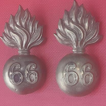 (Canadian Militia) 66th Regiment (Princess Louise's Fusiliers ) - Gilding Metal Collar Badges.
