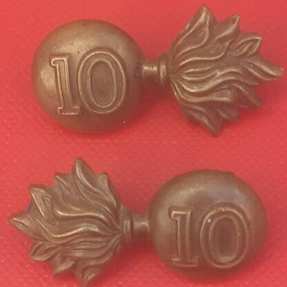 (Canadian Militia) 10th Battalion Of Royal Grenadiers - Gilding Metal Collar Badges.