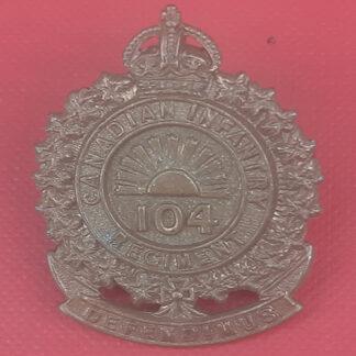 (Canadian Militia) 104th Regiment - King's Crown Gilding Metal Collar Badge.