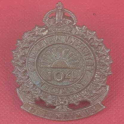 (Canadian Militia) 104th Regiment - King's Crown Gilding Metal Collar Badge.