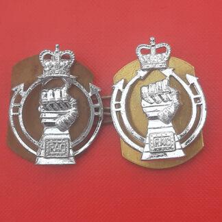 The Royal Armoured Corps - Silver Anodised Collar Badges.