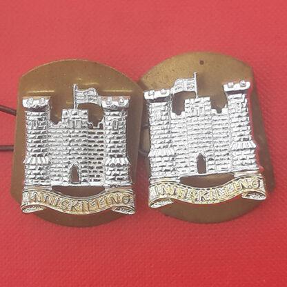 5th Inniskilling Dragoon Guards - Gold & Silver Anodised Collar Badges.