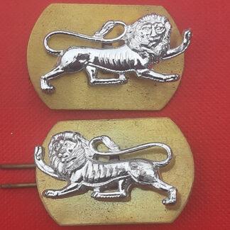 The King's Own Royal Border Regiment - Silver Anodised Collar Badges.