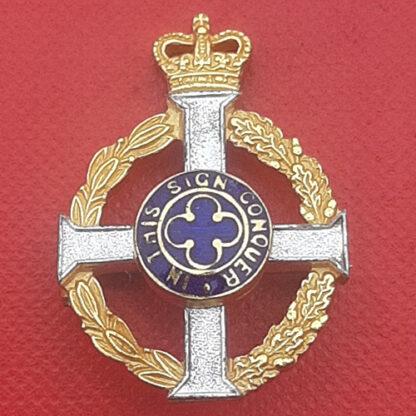 The Royal Army Chaplain's Department -  Silver, Gilt & Enamel Pin Backed Scarf Badge.
