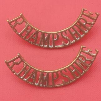 The Royal Hampshire Regiment - Gilding Metal Shoulder Titles.