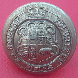 (India) East India Railway Volunteer Rifles - Queen Victoria's Crown 19mm White Metal Button.