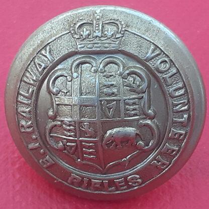 (India) East India Railway Volunteer Rifles - Queen Victoria's Crown 19mm White Metal Button.