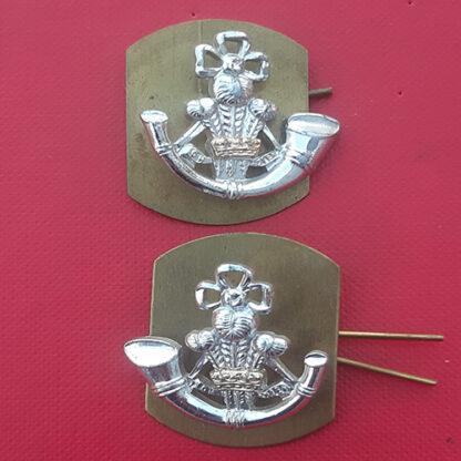 The Leeds Rifles - Gold & Silver Anodised Collar Badges.