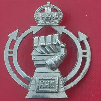 The Royal Armoured Corps - King's Crown White Metal Cap Badge.