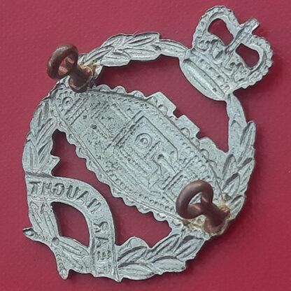 The Royal Tank Regiment - Queen's Crown White Metal Cap Badge. - Image 2