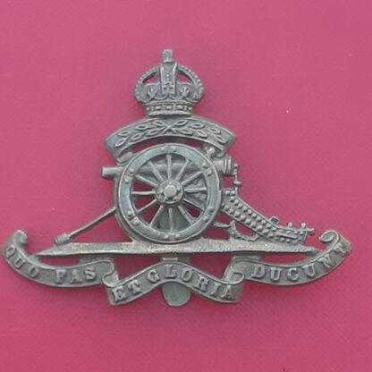 The Royal Artillery Territorials - King's Crown Gilding Metal Cap Badge.