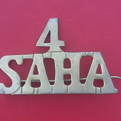 (South Africa) The 4th South African Heavy Artillery - Sheet Brass Metal Shoulder Title.