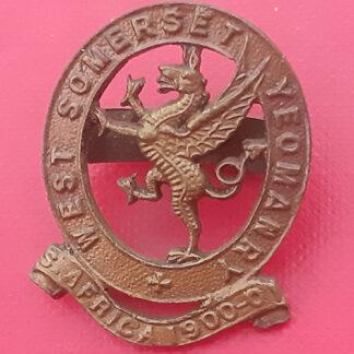 The West Somerset Yeomanry - Officers Service Dress Cap Badge.