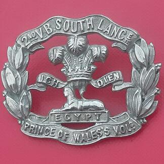 2nd Volunteer Battalion The South Lancashire Regiment - White Metal Cap Badge.