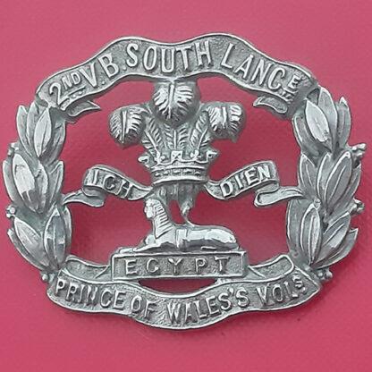 2nd Volunteer Battalion The South Lancashire Regiment - White Metal Cap Badge.