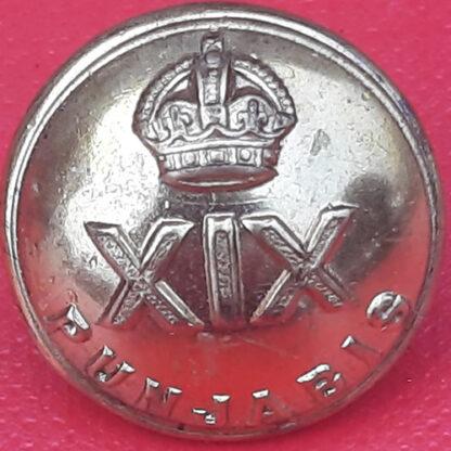 (India) 19th Punjab Regiment - King's Crown 19mm Gilding Metal Button.