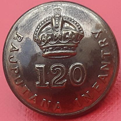(India) 120th Rajputana Infantry - King's Crown 26mm Gilding Metal Button.