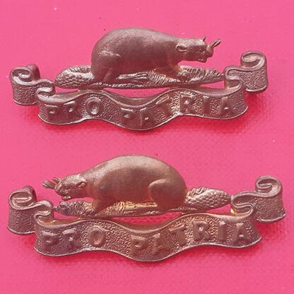 (Canada) The Royal Canadian Regiment - Gilding Metal Collar Badges.
