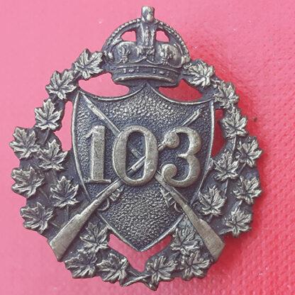 (Canadian Militia) 103rd Regiment Calgary Rifles - King's Crown Gilding Metal Collar Badge.