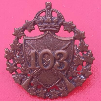 (Canadian Militia) 103rd Regiment Calgary Rifles - King's Crown Gilding Metal Collar Badge.