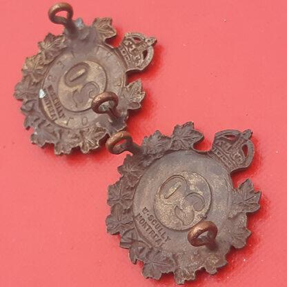 (Canadian Militia) 20th Halton Battalion The Lorne Rifles - King's Crown Gilding Metal Collar Badges. - Image 2