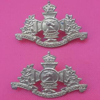 (Canada) Hastings & Prince Edward Regiment - King's Crown Gilding Metal Collar Badges.