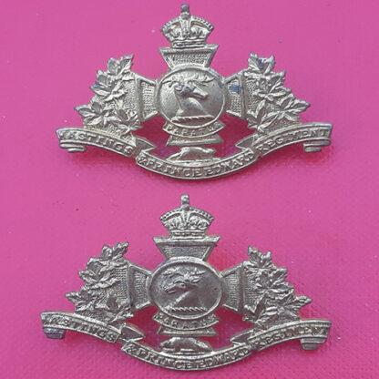 (Canada) Hastings & Prince Edward Regiment - King's Crown Gilding Metal Collar Badges.