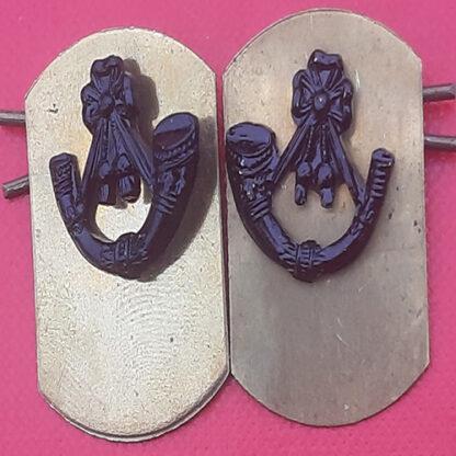 The Light Infantry - Blackened Brass Collar Badges.